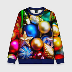 Свитшот детский Новогодние украшения, цвет: 3D-синий