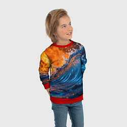Свитшот детский Волна и огонь, цвет: 3D-красный — фото 2