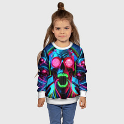 Свитшот детский Metallica - neon skull with headphones, цвет: 3D-белый — фото 2