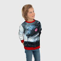 Свитшот детский Черная змея с розовыми глазами, цвет: 3D-красный — фото 2