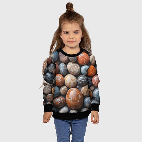 Детский свитшот Мокрые камушки / 3D-Черный – фото 4