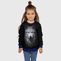 Свитшот детский Белый волк Белобог, цвет: 3D-синий — фото 2