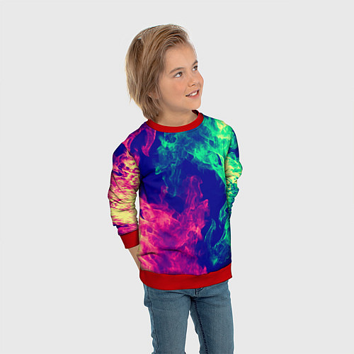 Детский свитшот Огненный стиль текстура / 3D-Красный – фото 3
