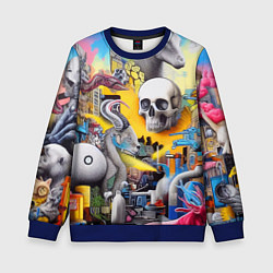 Свитшот детский Урбанистический сон - сюрреализм, цвет: 3D-синий