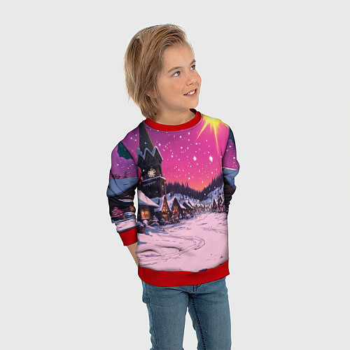 Детский свитшот Закат рождества / 3D-Красный – фото 3
