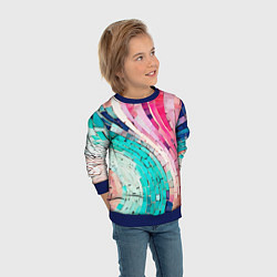 Свитшот детский Волнистые розово-голубые плитки, цвет: 3D-синий — фото 2