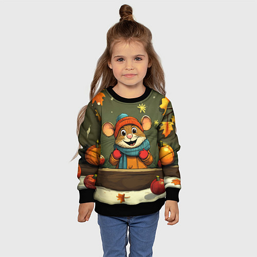 Детский свитшот Новогодний грызун / 3D-Черный – фото 4