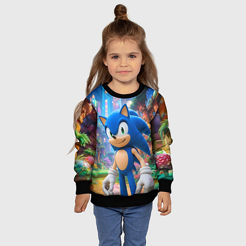 Детский свитшот Sonic красочный мир / 3D-Черный – фото 4