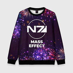 Свитшот детский Праздничный Mass Effect, цвет: 3D-черный