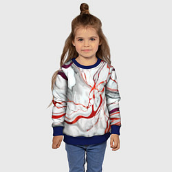 Свитшот детский Красно-белый мрамор, цвет: 3D-синий — фото 2