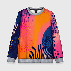 Свитшот детский Векторная абстракция с растениями - нейросеть, цвет: 3D-меланж