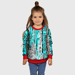 Свитшот детский Киберпанк паттерн голубой, цвет: 3D-красный — фото 2
