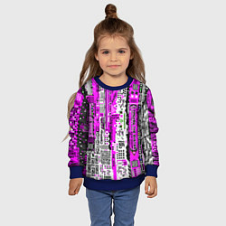 Свитшот детский Киберпанк паттерн фиолетовый, цвет: 3D-синий — фото 2