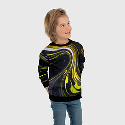 Свитшот детский Волнистые бело-жёлтые линии на чёрном фоне, цвет: 3D-черный — фото 2
