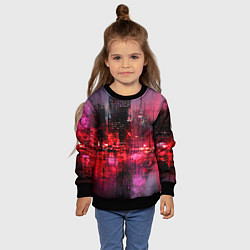 Свитшот детский Огни города мастихином - нейросеть, цвет: 3D-черный — фото 2