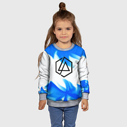 Свитшот детский Linkin park blue flame, цвет: 3D-меланж — фото 2