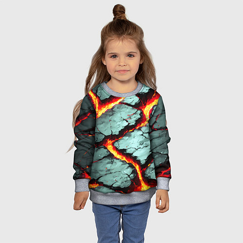 Детский свитшот Треснувший камень жёлтый / 3D-Меланж – фото 4