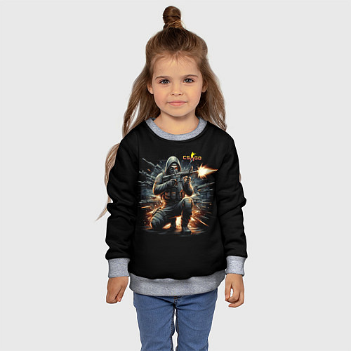 Детский свитшот Counter Strike - cool stormtrooper / 3D-Меланж – фото 4