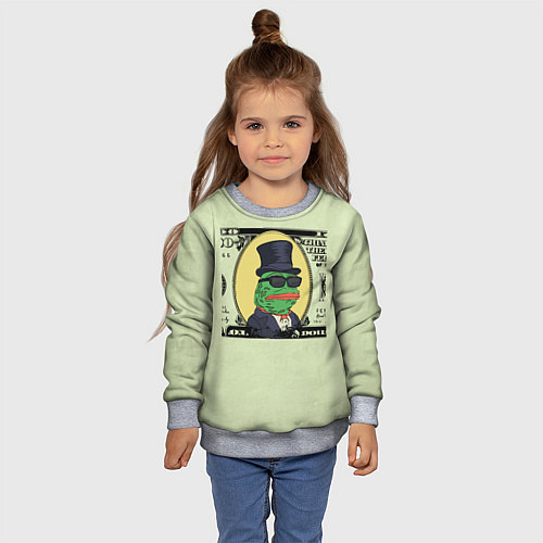 Детский свитшот Pepe is the main cryptocurrency / 3D-Меланж – фото 4