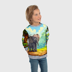 Свитшот детский Слоненок в лесу, цвет: 3D-меланж — фото 2