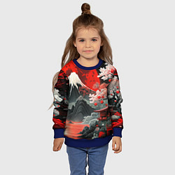 Свитшот детский Горы и сакура Японии, цвет: 3D-синий — фото 2