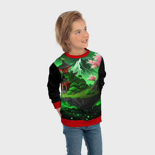 Детский свитшот Green nature Japan / 3D-Красный – фото 3
