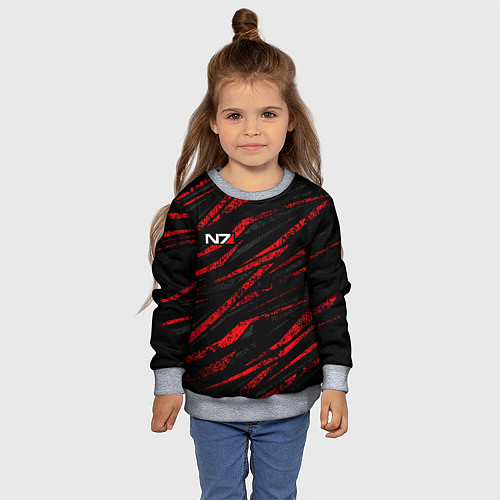 Детский свитшот N7 - красный камуфляж / 3D-Меланж – фото 4
