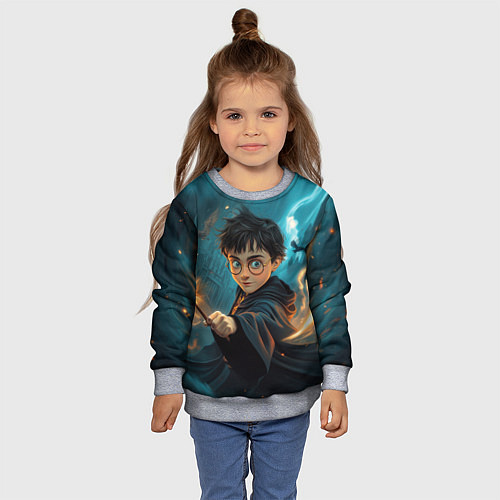 Детский свитшот Гарри Поттер волшебник / 3D-Меланж – фото 4