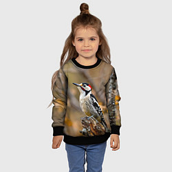 Свитшот детский Дятел в лесу, цвет: 3D-черный — фото 2