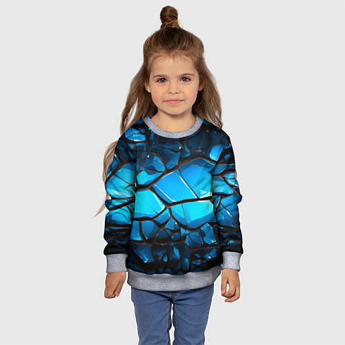 Детский свитшот Синяя текстура объемных плит / 3D-Меланж – фото 4
