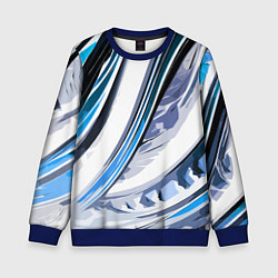 Свитшот детский Волнистая бело-синяя абстракция, цвет: 3D-синий