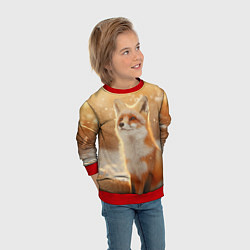 Свитшот детский Лисица в снежном лесу, цвет: 3D-красный — фото 2