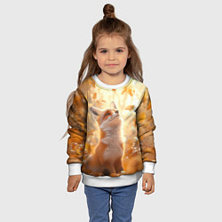 Свитшот детский Рыжая лисица в осеннем лесу, цвет: 3D-белый — фото 2