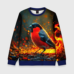 Свитшот детский Снегирь в огне, цвет: 3D-синий