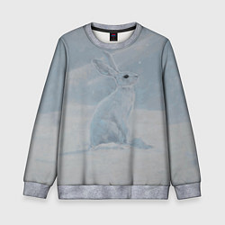 Свитшот детский Заяц среди снега, цвет: 3D-меланж
