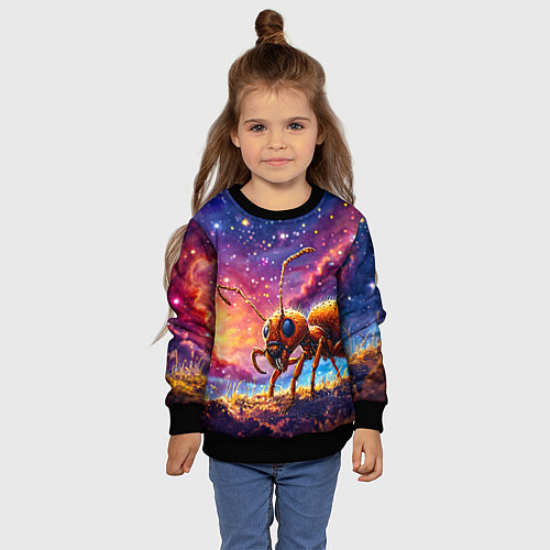Детский свитшот Муравей в космосе / 3D-Черный – фото 4