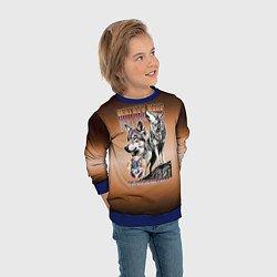 Свитшот детский Волки с надписью, цвет: 3D-синий — фото 2