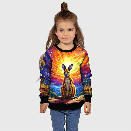 Детский свитшот Кенгуру в космосе / 3D-Черный – фото 4