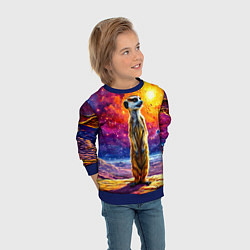Свитшот детский Сурикат и космическое небо, цвет: 3D-синий — фото 2