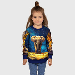 Свитшот детский Слон и космическое небо, цвет: 3D-синий — фото 2