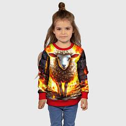 Свитшот детский Овечка в огне, цвет: 3D-красный — фото 2