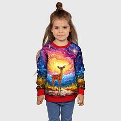 Свитшот детский Олень и космическое небо, цвет: 3D-красный — фото 2