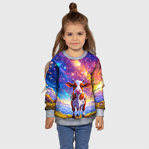 Детский свитшот Коровка и звездное небо / 3D-Меланж – фото 4