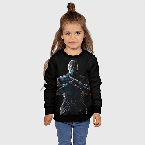 Детский свитшот Mortal kombat - Sub Zero / 3D-Черный – фото 4