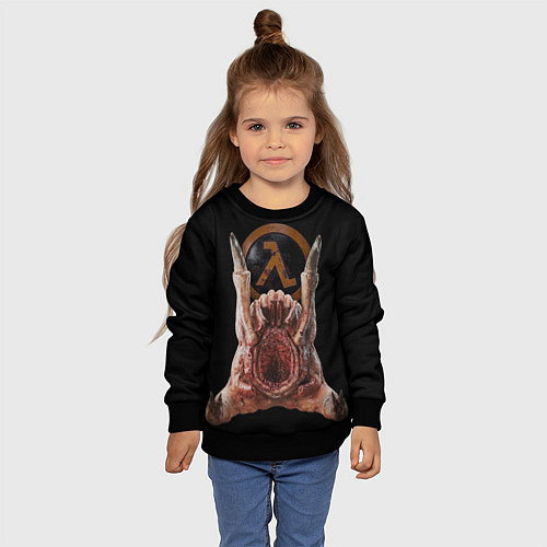 Детский свитшот Half life - headcrab / 3D-Черный – фото 4