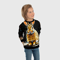 Свитшот детский Заяц на черном, цвет: 3D-черный — фото 2