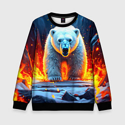 Свитшот детский Белый медведь в огне, цвет: 3D-черный