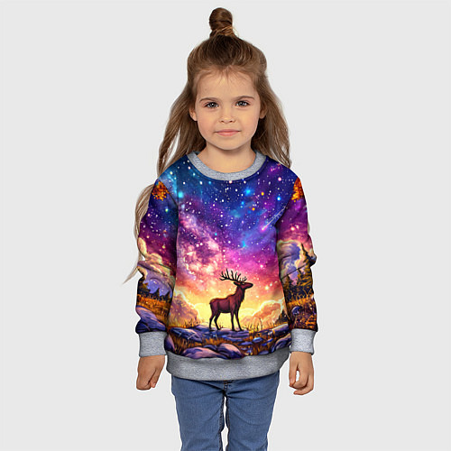 Детский свитшот Лось и звездное небо / 3D-Меланж – фото 4