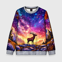 Свитшот детский Лось и звездное небо, цвет: 3D-меланж