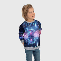 Свитшот детский Белый зайчик с сердцем, цвет: 3D-меланж — фото 2